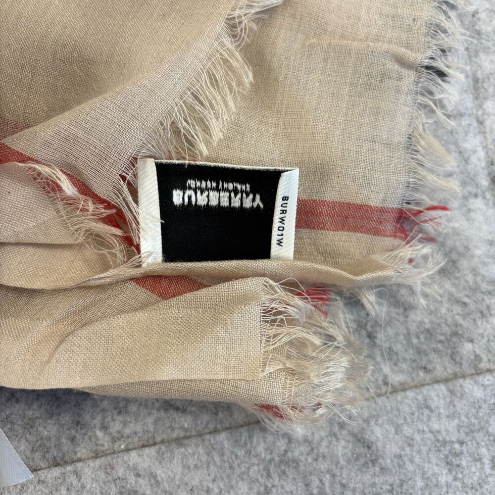 Burberry London Wide Check Wool Silk Scarf Stole Shawl 84" x 29" Made in Italy - Picture 7 of 12